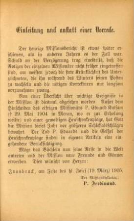 Einleitung und anstatt einer Vorrede