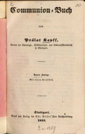 Communion-Buch : Mit einem Stahlstich