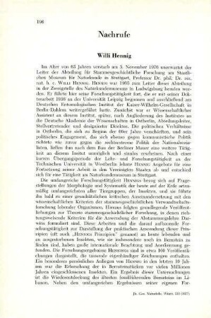 Nachrufe (Willi Hennig, Kurt Jeremias, Karl Eugen Müller)