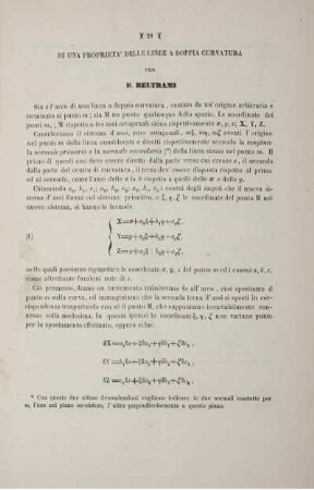Di una proprieta' delle linee a doppia curvatura.