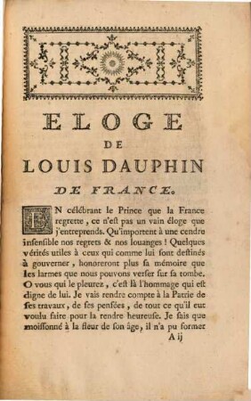 Eloge De Louis Dauphin De France