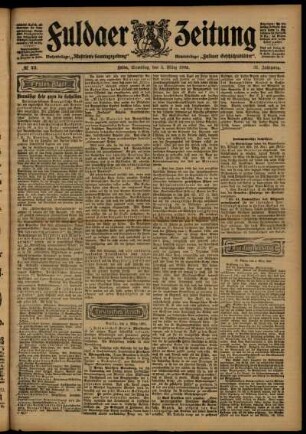 Erste Ausgabe vom Samstag, den 05. März 1904.