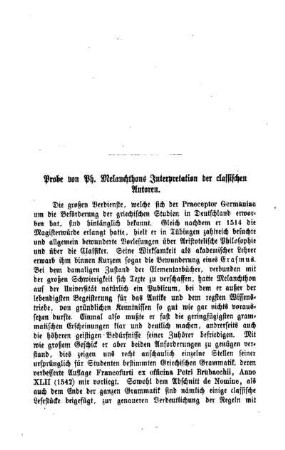 Probe von Ph. Melanchthons Interpretation der classischen Autoren