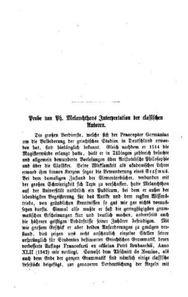 Probe von Ph. Melanchthons Interpretation der classischen Autoren