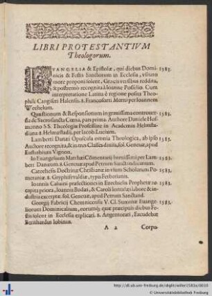 Libri Protestantivm Theologorum.