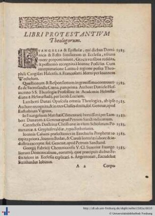 Libri Protestantivm Theologorum.