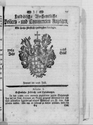 30tes Stück, Ausgabe vom 22. Julii 1768