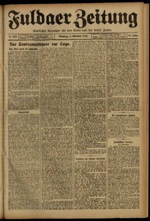 Ausgabe vom Montag, den 03. Oktober 1921.