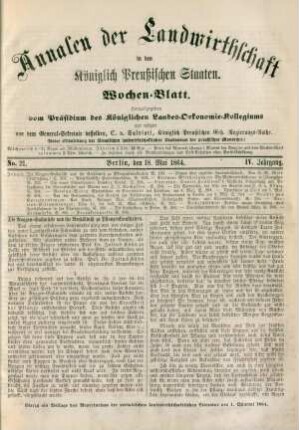 No. 21. Berlin, den 18. Mai 1864. IV. Jahrgang.