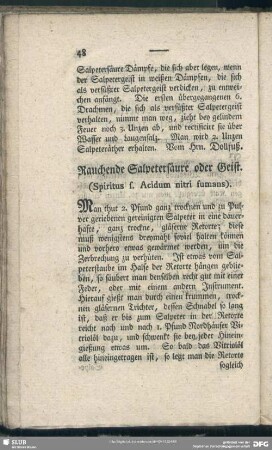 Rauchende Salpetersäure oder Geist