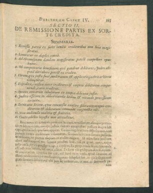 Sectio II. De Remissione Partis Ex Sorte Credita.