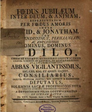 Foedus iubilaeum inter Deum et animam repraesentatum per foedus amoris inter David et Ionatham