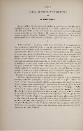 Sulla Geometria proiettiva.