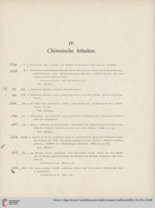 IV. Chinesische Arbeiten (Nr. 1 -21)