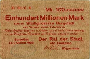 Gutschein - 100 Mill. Mark