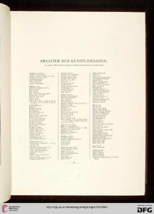 Register der Künstlernamen