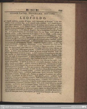 Dissertatio Trigesima Septima De Leopoldo