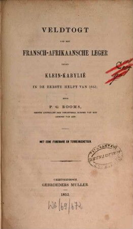 Veldtogl van het Fransch-Afrikaansche leger te gen Klein-Kabylie in de eerste helft van 1851