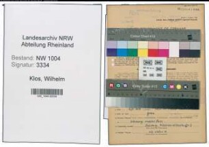 Entnazifizierung Wilhelm Klos , geb. 25.11.1896 (Angestellter)