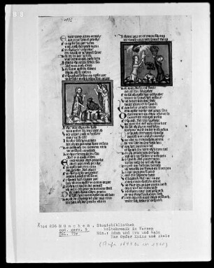 Rudolf von Ems, Weltchronik — Buchseite mit zwei Miniaturen, Folio 15verso