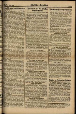 Zweite Ausgabe vom Freitag, den 11. August 1939.