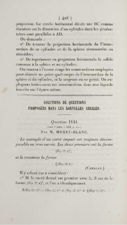 Solution de questions proposées dans les nouvelles annales.
