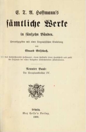 Bd. 9: Die Serapionsbrüder IV.