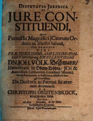 Disp. iur. de iure constituendi