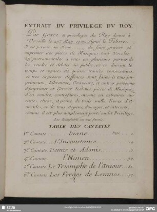 Extrait du privilège du roi
