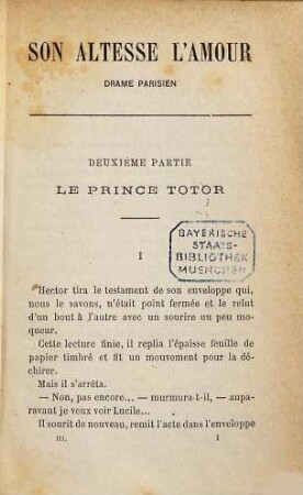 Son altesse l'amour : Drame parisien, 3