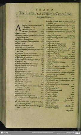 Index. Tertius Index a Psalmo Centesimo usque ad finem