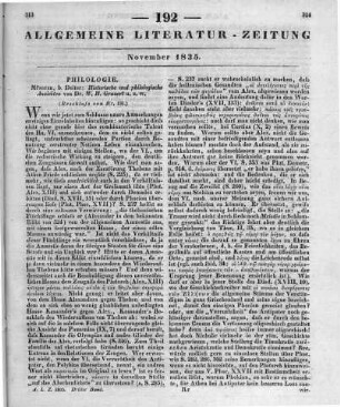 Grauert, W. H.: Historische und philologische Analekten. Slg. 1. Münster: Deiters 1833 (Beschluss von Nr. 191)