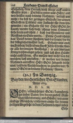 (31.) Zu Dantzig. Bey den wochentlichen Bet-Stunden. Anno 1669