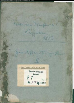 Zivilstandsregister der Munizipalität Cappeln (H 1813). (Gemeinde: Westerkappeln, Kreis Tecklenburg)