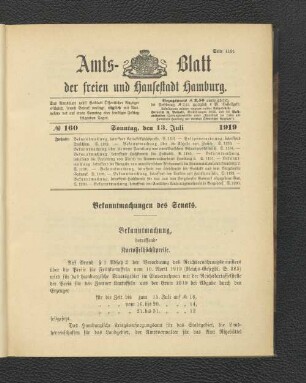 No.160, Sonntag, den 13. Juli 1919