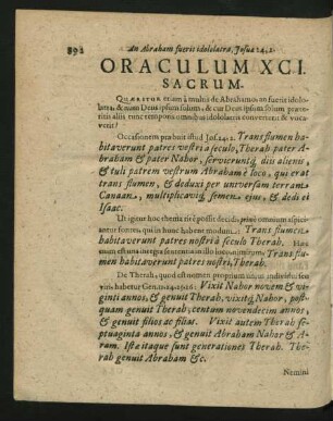 Oraculum XCI. Sacrum - Oraculum C. Sacrum.