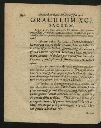 Oraculum XCI. Sacrum - Oraculum C. Sacrum.