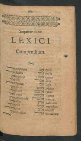 Sequitur nunc Lexici Compendium.