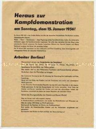 Aufruf der SED an Ost- und Westberliner, Kampf- und GST-Gruppen zur Demonstration im Gedenken an Karl Liebknecht und Rosa Luxemburg