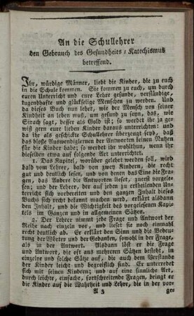 An die Schullehrer...
