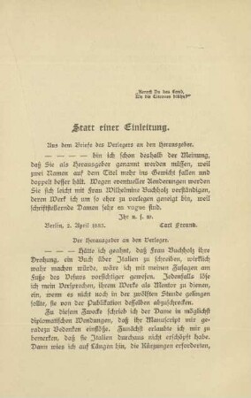 Statt einer Einleitung