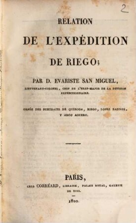 Relation de l'expédition de Riego