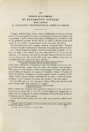Intorno ad un comento die Benedetto Vittori, medico Faentino, al Tractatus proportionum die Alberto di Sassonia.