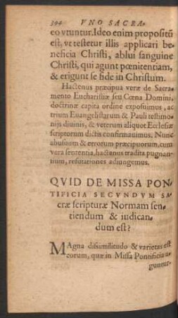 Quid De Missa Pontificia Secundum Sacrae scripturae Normam sentiendum & iudicandum est?