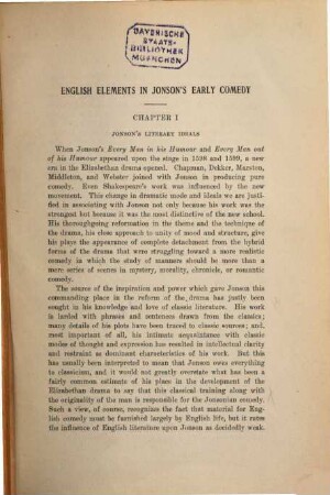 English elements in Jonson's early comedy