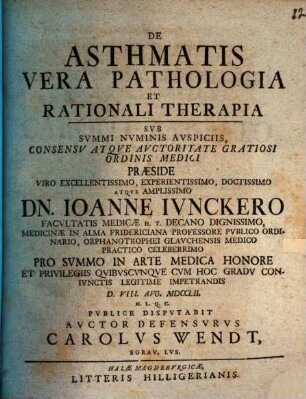 De asthmatis vera pathologia et rationali therapia