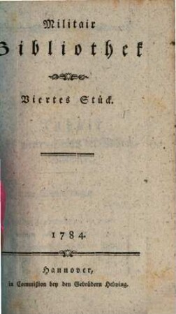 Militair-Bibliothek. 4. 1784