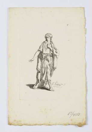 Frau in einem Gewand, Blatt 5 der Folge "Premier Recueill de Figures Drapées"