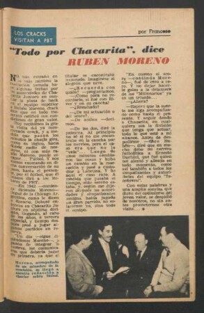"Todo por Chacarita", dice Rubén Moreno : Los cracks visitan a PBT