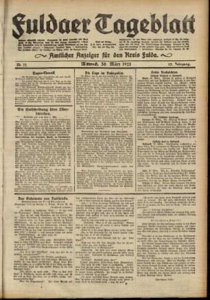 Ausgabe vom Mittwoch, den 30. März 1921.